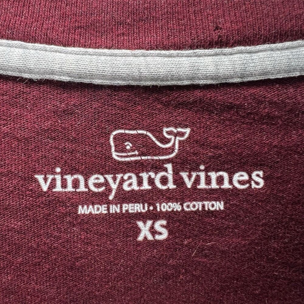 Vineyard Vines Long Sleeve T Shirt Mens Size XS Extra Small Maroon Red Whale - Picture 5 of 9